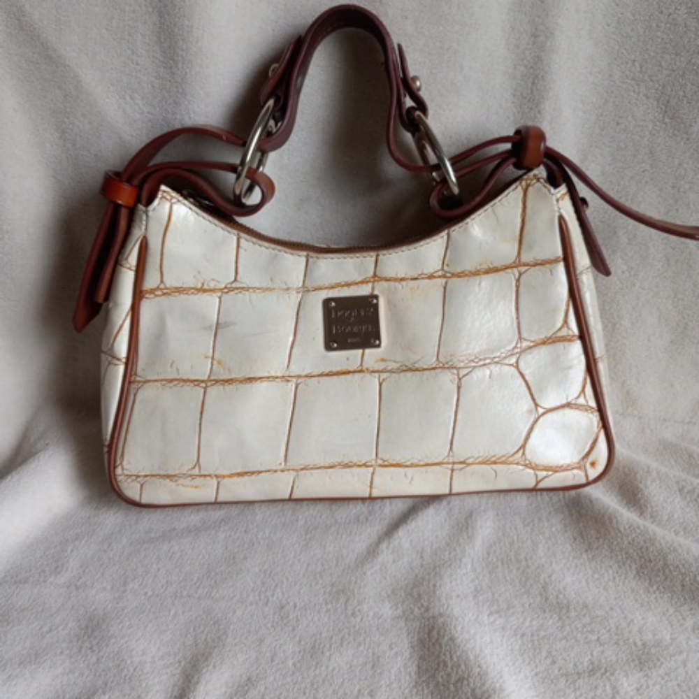 Vintage Dooney And Bourke Handbag Small White and Brown